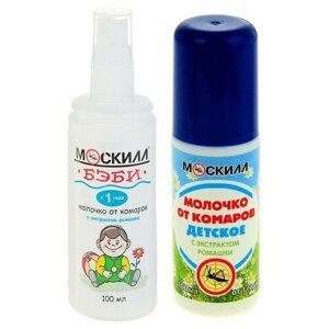 Молочко-спрей от комаров "Москилл", детское, с экстрактом ромашки, 100 мл