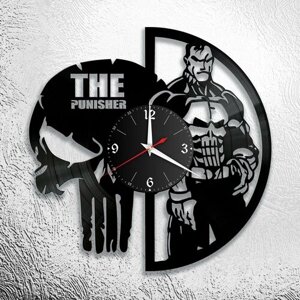 Настенные часы из виниловой пластинки с изображением персонажей компьютерной игры The Punisher