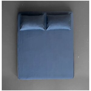 Натяжная простыня из тенселя 90х200х30 см, цвет пепельно-синий