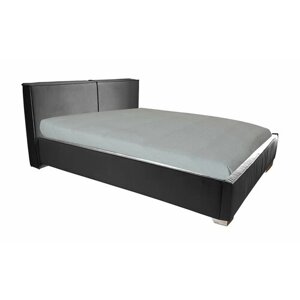 Односпальная кровать Бруклин 90x200 основание металлическое с ламелями велюр черный без ножек