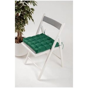 Подушка декоративная BIO-TEXTILES лофт 40*40 зеленая с лузгой гречихи с завязками на кресло стул скамью диван для садовой мебели качелей детская