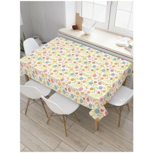 Скатерть прямоугольная JoyArty на кухонный стол "Лоскутные цветы" из оксфорда, 180x145 см