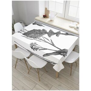 Скатерть прямоугольная JoyArty на кухонный стол "Ястребинка зонтичная" из оксфорда, 180x145 см