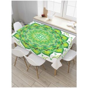 Скатерть прямоугольная JoyArty на кухонный стол "Зеленая мандала" из оксфорда, 180x145 см