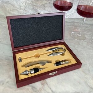 Набор для вина, 5 предметов: штопор, нож для срезания фольги, пробка, каплеуловитель, термометр