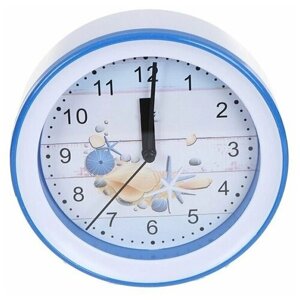 Настольные часы Perfeo Quartz часы-будильник "PF-TC-009", круглые диам. 15,3 см, подвес на стену, ракушка