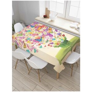 Скатерть прямоугольная JoyArty на кухонный стол "Цветочный взрыв" из оксфорда, 120x145 см