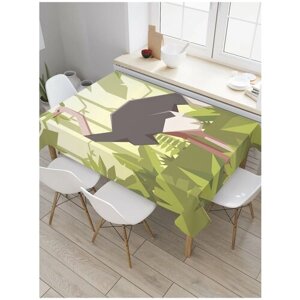 Скатерть прямоугольная JoyArty на кухонный стол "Страус в тропиках" из оксфорда, 120x145 см
