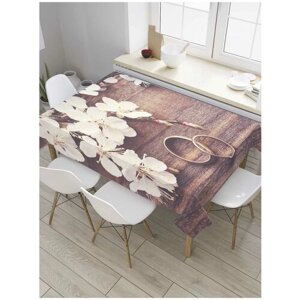 Скатерть прямоугольная JoyArty на кухонный стол "Свадебная ветка" из оксфорда, 180x145 см