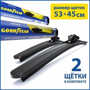 2 щетки стеклоочистителя /дворники для автомобиля/ GOODYEAR (53см+45см) KIA Rio (00-05), TOYOTA Avensis (97-03), VW Golf IV (02-05)