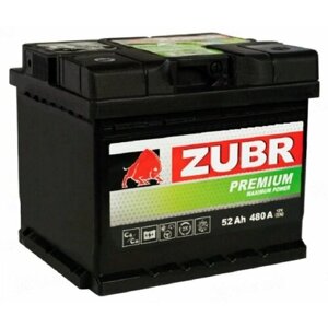 Аккумулятор автомобильный Zubr Premium 52 А/ч 480 А обр. пол. Евро авто (207х175х175) ZP520