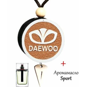Ароматизатор (вонючка, пахучка в авто) в машину (освежитель воздуха в автомобиль), диск 3D белое дерево DAEWOO, аромат №4 Sport (Homme)