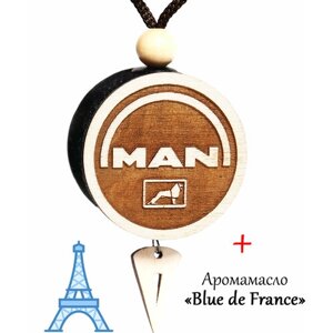 Ароматизатор (вонючка, пахучка в авто) в машину (освежитель воздуха в автомобиль), диск 3D белое дерево MAN, аромат №1 Blue de France