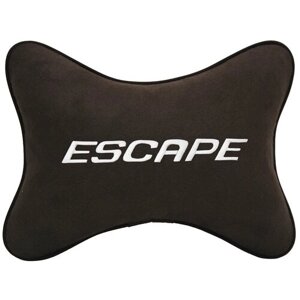Автомобильная подушка на подголовник алькантара Coffee с логотипом автомобиля FORD Escape
