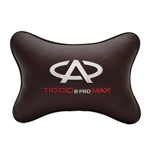 Автомобильная подушка на подголовник экокожа Coffee CHERY Tiggo 8 pro max