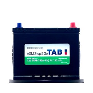 Автомобильный аккумулятор TAB AGM Stop&Go 6СТ-75.0 (57029) яп. ст/бортик