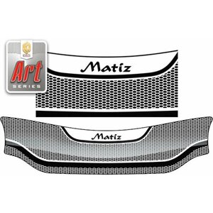 Дефлектор капота для Daewoo Matiz 2000-2011 Серия Art серебро