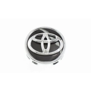 Колпак на литой диск Toyota черный с хром эмблемой 62 мм