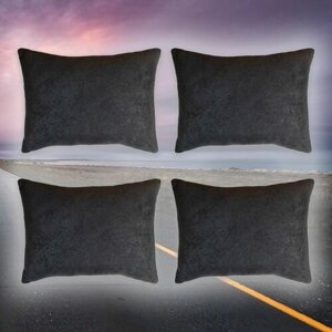 Комплект автомобильных подушек из черного велюра (4 автомобильные подушки)