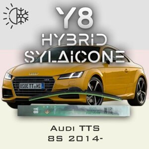 Комплект дворников 24"600 мм и 21"525 мм на Audi TTS 8S 2014- Гибридных силиконовых щеток стеклоочистителя Y8 - Кнопка (Push button)