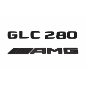 Комплект: шильдик на багажник для Mercedes GLC280 (новый шрифт 2017+AMG черный мат