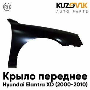 Крыло переднее правое Хендай Элантра Hyundai Elantra XD (2000-2010) без отверстия под повторитель поворота