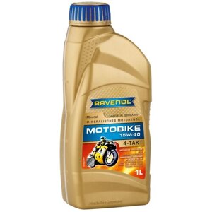 Минеральное моторное масло RAVENOL Motobike 4-T Mineral 15W-40, 1 л