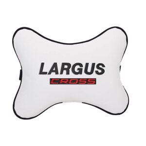 Подушка на подголовник экокожа Milk с логотипом автомобиля LADA LARGUS CROSS