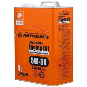 Синтетическое моторное масло Autobacs Fully Synthetic 5W-30 SN/CF/GF-5, 4 л, 1 шт.