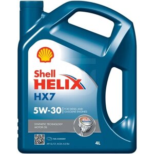 Синтетическое моторное масло SHELL Helix HX7 5W-30, 4 л, 1 шт.