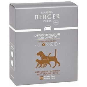 Сменный блок для автодиффузора Maison Berger против запахов животных (нейтрализатор запахов), 2 шт
