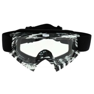 TORSO Очки-маска для езды на мототехнике, стекло прозрачное, цвет белый-черный, ОМ-20