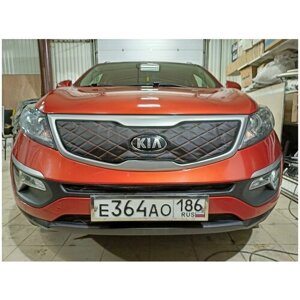 Утеплитель радиатора зимний для Kia Sportage 3 2011-2015 (комплект из трёх утеплителей)