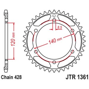 Звезда задняя (ведомая),(сталь) JT 1361.50