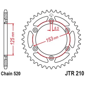 Звезда задняя (ведомая),(сталь) JT 210.42