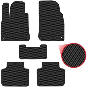 Автомобильные коврики EVA для Volkswagen Touareg III (2018-н/в), чёрные с чёрным кантом, ячейка - ромб