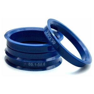Центровочные кольца для дисков автомобильные, проставки колесные, высококачественный пластик, 65,1х56,6 DARK BLUE 4 шт