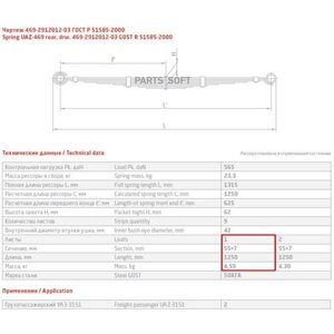 ЧМЗ 469 2912015 03 лист 1 задней рессоры УАЗ 469