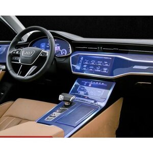 Комплект прозрачной защитной пленки MyPads M-156365 в салон автомобиля Audi A7 S7 2018 / 19 / 20 г и Audi A6 S6 2019 / 2020 для консолей, лаковых п.