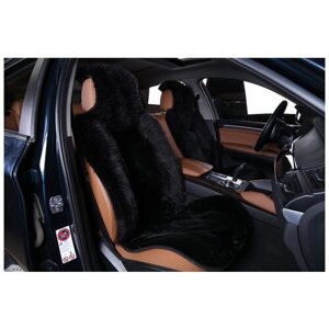 Накидки для Seat Exeo седан (2008-2013) на передние сиденья меховые, Комбинированный ворс, Черный