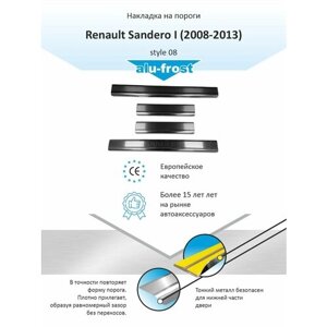 Накладки на пороги для Рено Сандеро 1 / Renault Sandero I (2008-2013) style 08