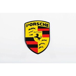 Наклейка логотип PORSCHE (8x9см, алюминий)3544)