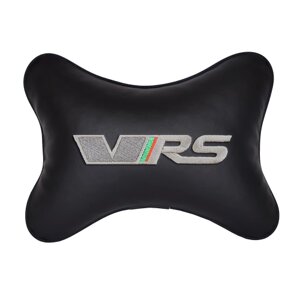 Подушка на подголовник экокожа Black с логотипом автомобиля SKODA VRS