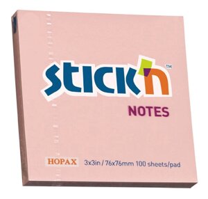 Блок самоклеящийся (стикеры) STICK`N, 100 листов, пастельный, розовый (21148)