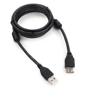 Кабель USB 2.0(Am)-USB 2.0(Af), ферритовый фильтр 1.8 м, черный Gembird/Cablexpert (CCF2-USB2-AMAF-6)