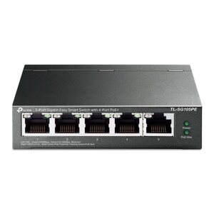 Коммутатор TP-LINK TL-SG105PE, управляемый, кол-во портов: 5x1 Гбит/с, PoE: 4x30Вт (макс. 65Вт) (TL-SG105PE)