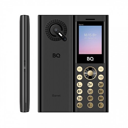 Мобильный телефон BQ 1858, 1.77" 160x128 TN, 32Mb RAM, 32Mb, BT, 3-Sim, 800 мА·ч, USB Type-C, черный/золотистый