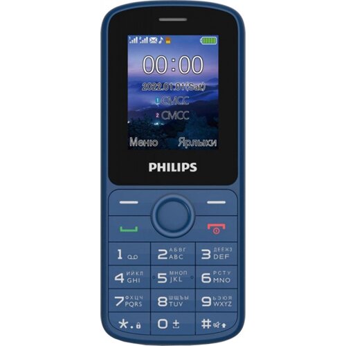 Мобильный телефон Philips E2101, 1.77" 160x128 TFT, BT, 2-Sim, 1000 мА·ч, micro-USB, синий (CTE2101BU/00)
