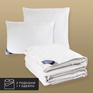 Набор 1 одеяло + 2 подушки Шале, 100% венгерский гусиный пух в хлопковом тике (220х240, 50х70-2 шт)