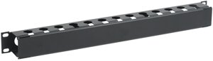 Органайзер кабельный ITK, горизонтальный, 19", 1U, с крышкой, металл, черный (CO05-1MCM)